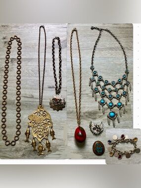 Vintage Jewelry Lot Hippie Boho Style Original Beautiful Statement Pieces
